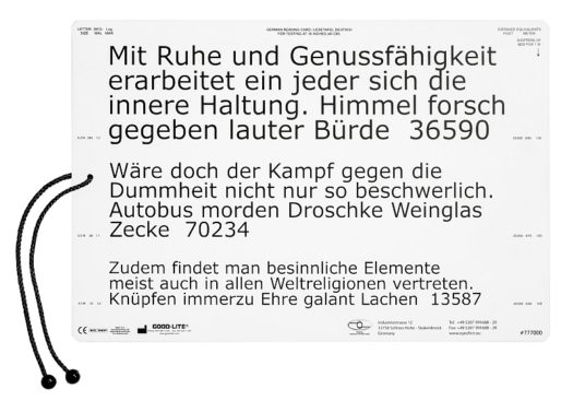 Reading plate in German – reciprocally printed (Verdana)